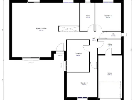 Plans de maison en L : exemple gratuit pour un permis de construire ou une déclaration préalable