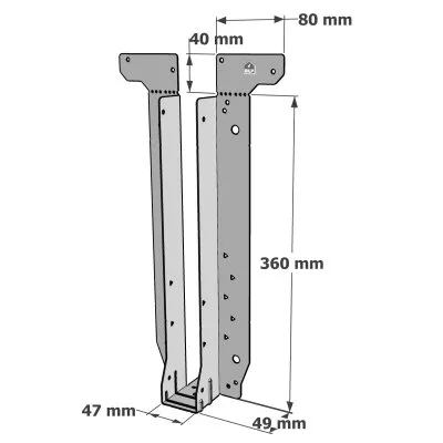 Etrier pour poutres en I - Réf. EWH360/47