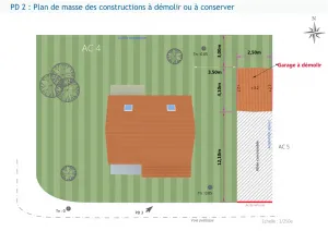 Plan de masse des constructions à démolir ou à conserver