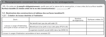 Formulaire de déclaration des éléments imposables