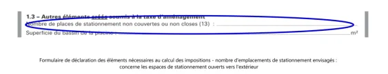 Formulaire de déclaration des éléments nécessaires au calcul des impositions : garage ouvert