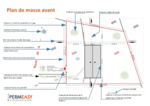 Plan de masse avant avec annotations