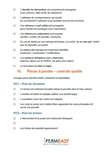 Checklist guide permis de construire