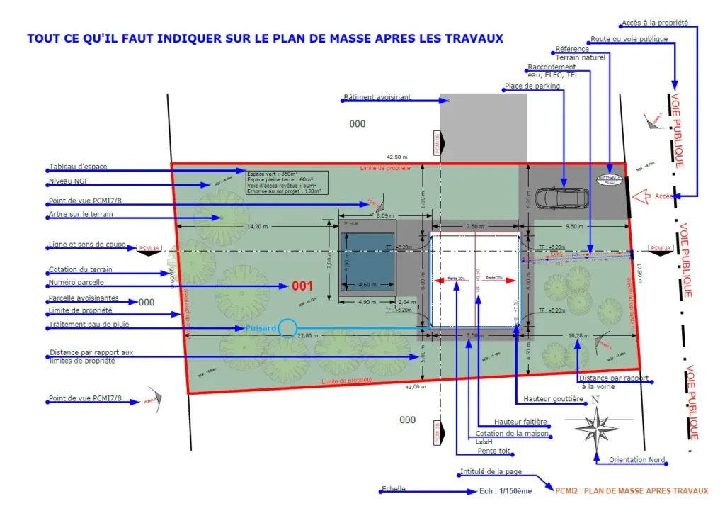 Plan de masse après travaux commenté guide permis de construire
